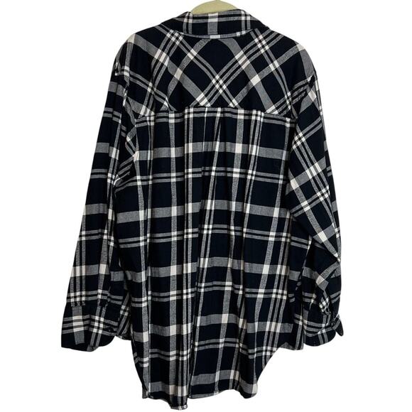 Lane Bryant Womens Flannel Shirt Size 18/20 Black White Plaid Button Up - Picture 3 of 6